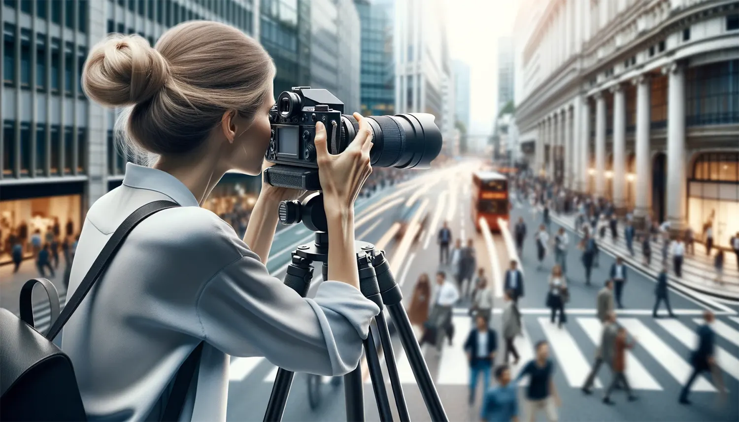 a lady taking pictures showing the concept of Architectural Photography